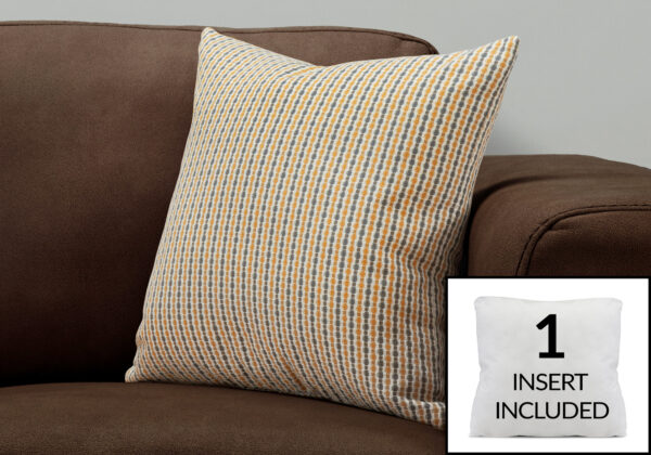 Pillows, 18 X 18 Square, Insert Included, Decorative Throw, Accent, Sofa, Couch, Bedroom, Gold And Grey Hypoallergenic Polyester, Modern