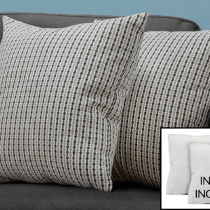 Pillows, Set Of 2, 18 X 18 Square, Insert Included, Decorative Throw, Accent, Sofa, Couch, Bedroom, Grey And Black Hypoallergenic Polyester, Modern