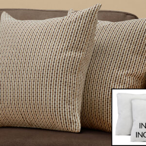 Pillows, Set Of 2, 18 X 18 Square, Insert Included, Decorative Throw, Accent, Sofa, Couch, Bedroom, Brown Hypoallergenic Polyester, Modern