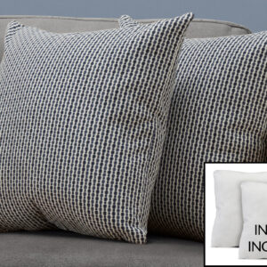 Pillows, Set Of 2, 18 X 18 Square, Insert Included, Decorative Throw, Accent, Sofa, Couch, Bedroom, Blue Hypoallergenic Polyester, Modern