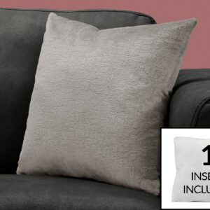 Pillows, 18 X 18 Square, Insert Included, Decorative Throw, Accent, Sofa, Couch, Bedroom, Grey Hypoallergenic Polyester, Modern