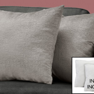 Pillows, Set Of 2, 18 X 18 Square, Insert Included, Decorative Throw, Accent, Sofa, Couch, Bedroom, Grey Hypoallergenic Polyester, Modern