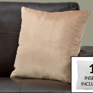Pillows, 18 X 18 Square, Insert Included, Decorative Throw, Accent, Sofa, Couch, Bedroom, Beige Hypoallergenic Polyester, Modern