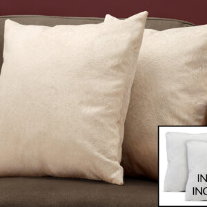 Pillows, Set Of 2, 18 X 18 Square, Insert Included, Decorative Throw, Accent, Sofa, Couch, Bedroom, Beige Hypoallergenic Polyester, Modern