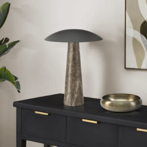 Lighting, 15"H, Led, Table Lamp, Grey Resin, Black Metal, Contemporary