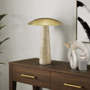 Lighting, 15"H, Led, Table Lamp, Beige Resin, Gold Metal, Contemporary