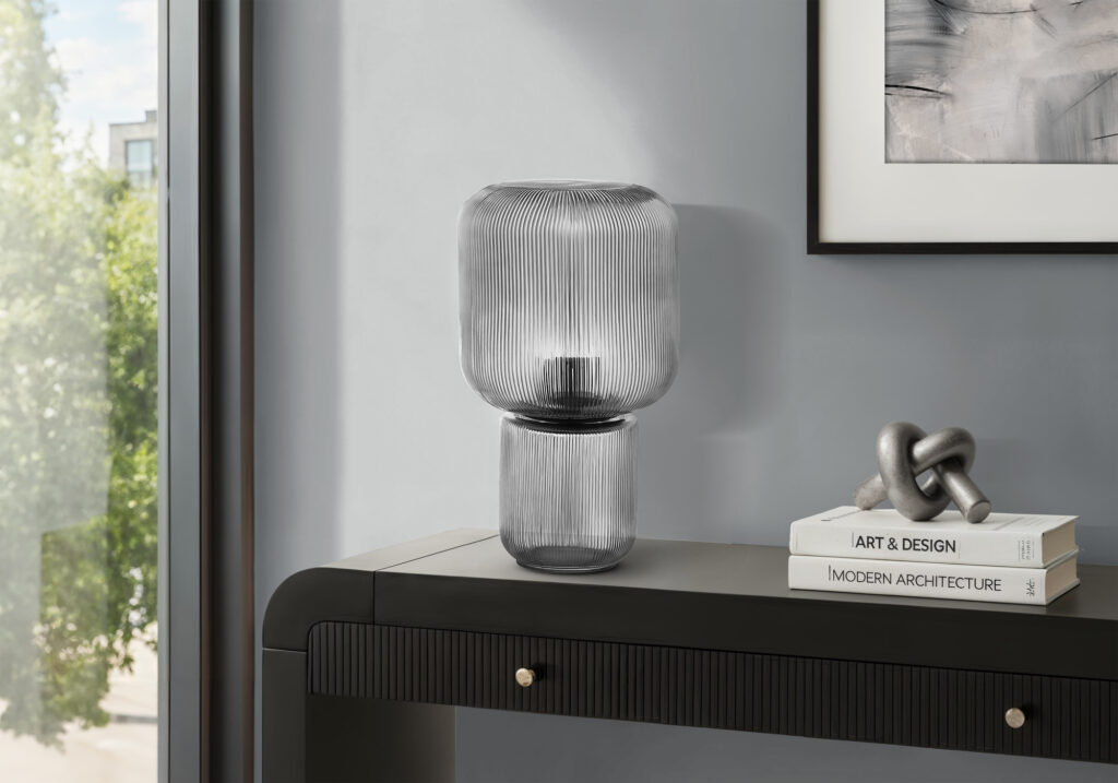 Lighting, 15″H, Table Lamp, Clear Glass, Contemporary