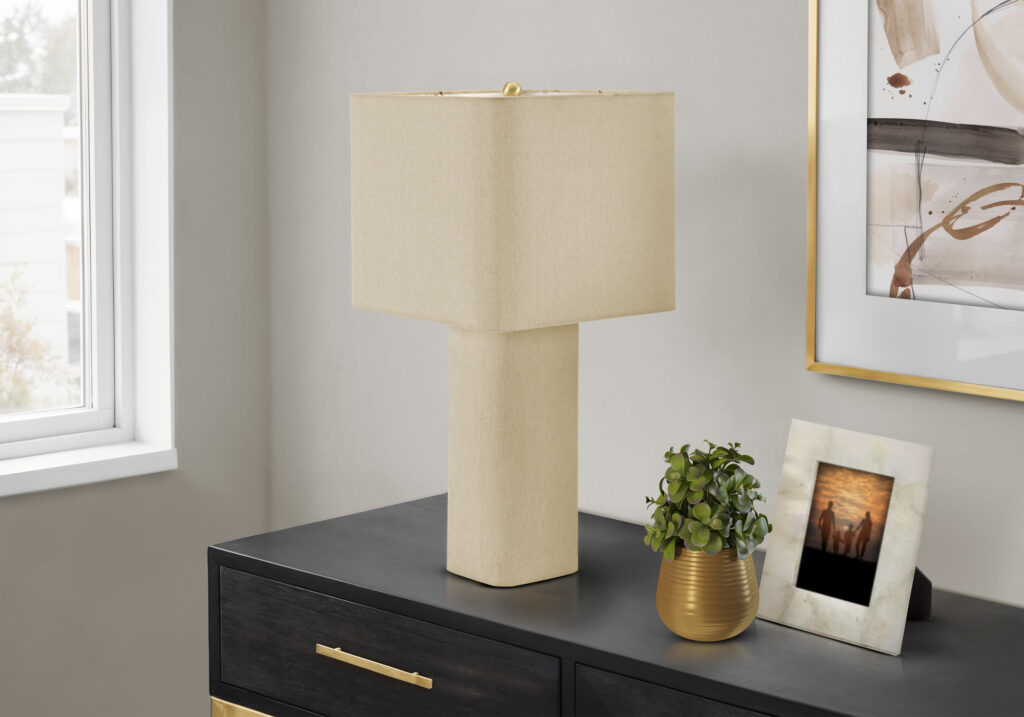 Lighting, 24″H, Table Lamp, Natural Linen, Contemporary