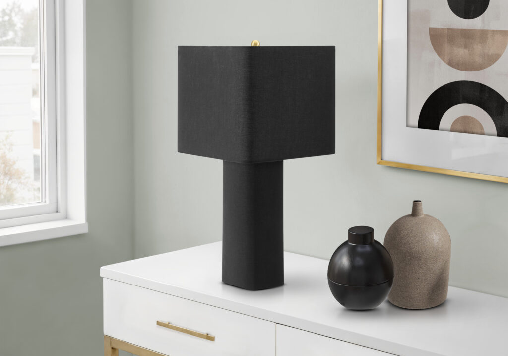 Lighting, 24″H, Table Lamp, Black Linen, Contemporary