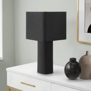 Lighting, 24"H, Table Lamp, Black Linen, Contemporary