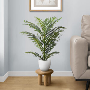 Artificial Plant, 28" Tall, Palm Tree, Indoor, Faux, Fake, Floor, Greenery, Potted, Real Touch, Decorative, Green Leaves, White Pot