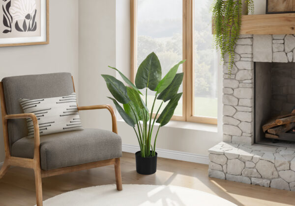 Artificial Plant, 37″ Tall, Aureum Tree, Indoor, Faux, Fake, Floor, Greenery, Potted, Real Touch, Decorative, Green Leaves, Black Pot