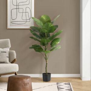 Artificial Plant, 54" Tall, Dieffenbachia Tree, Indoor, Faux, Fake, Floor, Greenery, Potted, Real Touch, Decorative, Green Leaves, Black Pot