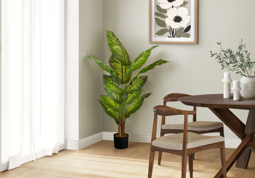 Artificial Plant, 47″ Tall, Evergreen Tree, Indoor, Faux, Fake, Floor, Greenery, Potted, Real Touch, Decorative, Green Leaves, Black Pot