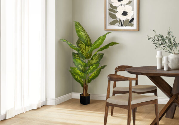 Artificial Plant, 47″ Tall, Evergreen Tree, Indoor, Faux, Fake, Floor, Greenery, Potted, Real Touch, Decorative, Green Leaves, Black Pot