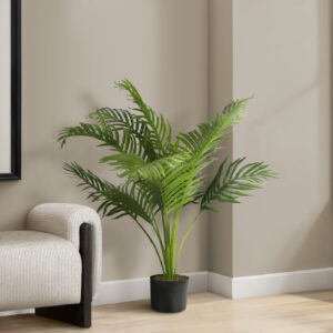 Artificial Plant, 34" Tall, Palm Tree, Indoor, Faux, Fake, Floor, Greenery, Potted, Real Touch, Decorative, Green Leaves, Black Pot