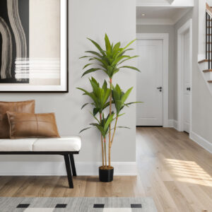 Artificial Plant, 51" Tall, Dracaena Tree, Indoor, Faux, Fake, Floor, Greenery, Potted, Real Touch, Decorative, Green Leaves, Black Pot
