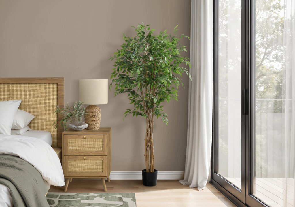 Artificial Plant, 79″ Tall, Ficus Tree, Floor, Real Touch, Potted, Green Leaves, Black Pot