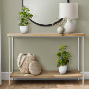 Artificial Plant, 14" Tall, Ficus, Indoor, Faux, Fake, Table, Greenery, Potted, Set Of 2, Decorative, Green Leaves, White Pots