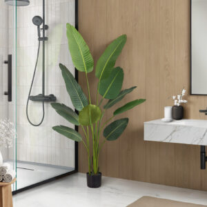 Artificial Plant, 60" Tall, Bird Of Paradise Tree, Indoor, Faux, Fake, Floor, Greenery, Potted, Decorative, Green Leaves, Black Pot