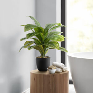 Artificial Plant, 17" Tall, Dracaena, Indoor, Faux, Fake, Table, Greenery, Potted, Real Touch, Decorative, Green Leaves, Black Pot
