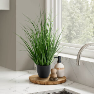 Artificial Plant, 23" Tall, Grass, Indoor, Faux, Fake, Table, Greenery, Potted, Real Touch, Decorative, Green Grass, Black Pot