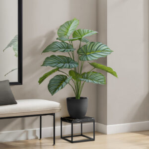 Artificial Plant, 24" Tall, Calathea, Indoor, Faux, Fake, Table, Greenery, Potted, Real Touch, Decorative, Green Leaves, Black Pot