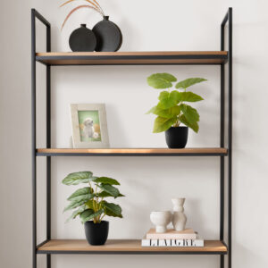Artificial Plant, 13" Tall, Epipremnum, Indoor, Faux, Fake, Table, Greenery, Potted, Set Of 2, Decorative, Green Leaves, Black Pots