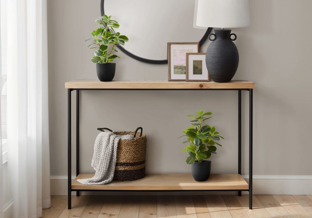 Artificial Plant, 14″ Tall, Ficus, Indoor, Faux, Fake, Table, Greenery, Potted, Set Of 2, Decorative, Green Leaves, Black Pots