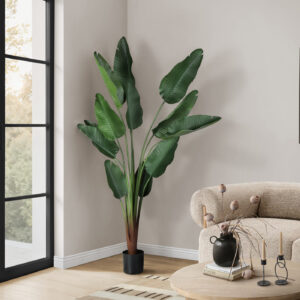 Artificial Plant, 83" Tall, Indoor, Decorative, Floor, Palm Tree, Real Touch, Green Leaves, Black Pot