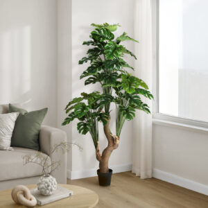 Artificial Plant, 83" Tall, Monstera Tree, Potted, Real Touch, Green Leaves, Black Pot