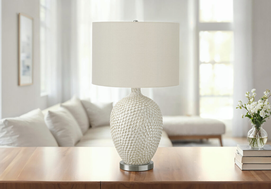 Lighting, 28″H, Table Lamp, Cream Ceramic, Ivory / Cream Shade, Contemporary