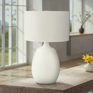 Lighting, 26"H, Table Lamp, Ivory / Cream Shade, Cream Resin, Contemporary