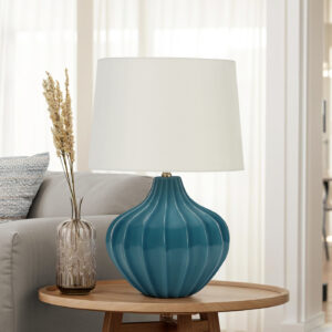 Lighting, 24"H, Table Lamp, Blue Ceramic, Ivory / Cream Shade, Transitional