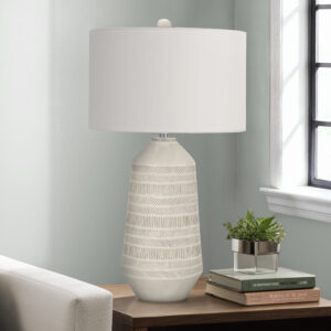 Lighting, 33"H, Table Lamp, Ivory / Cream Shade, Cream Ceramic, Contemporary