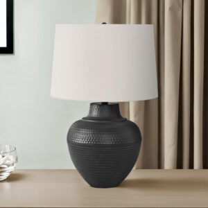 Lighting, 26"H, Table Lamp, Black Metal, Ivory / Cream Shade, Transitional