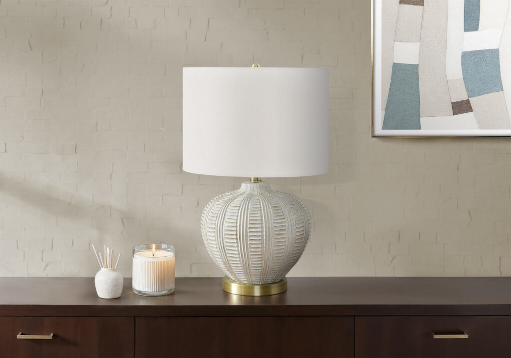 Lighting, 21″H, Table Lamp, Ivory / Cream Shade, Cream Resin, Transitional