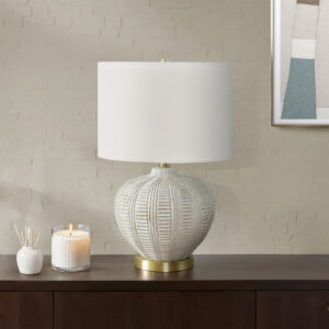 Lighting, 21"H, Table Lamp, Ivory / Cream Shade, Cream Resin, Transitional