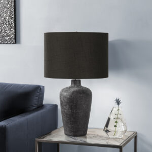 Lighting, Table Lamp, 24"H, Black Ceramic, Black Shade, Contemporary