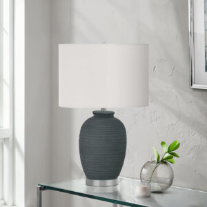 Lighting, 24"H, Table Lamp, Blue Ceramic, Ivory / Cream Shade, Contemporary