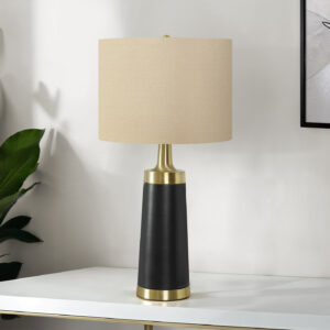 Lighting, 28"H, Table Lamp, Black Metal, Beige Shade, Contemporary