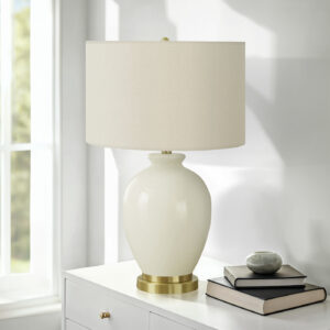 Lighting, 26"H, Table Lamp, Ivory / Cream Shade, Cream Ceramic, Transitional