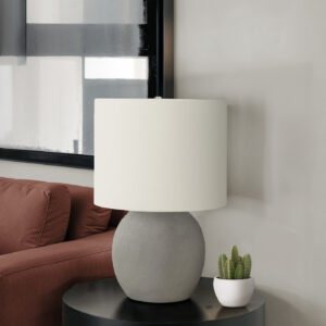 Lighting, 20"H, Table Lamp, Grey Concrete, Ivory / Cream Shade, Contemporary