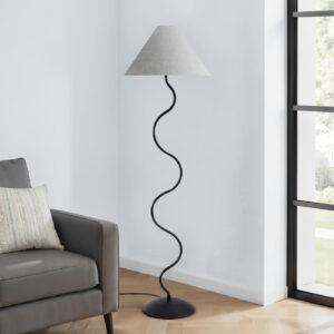 Lighting, 64"H, Floor Lamp, Black Metal, Ivory / Cream Shade, Contemporary