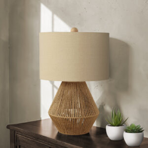 Lighting, 22"H, Table Lamp, Brown Rope, Beige Shade, Transitional