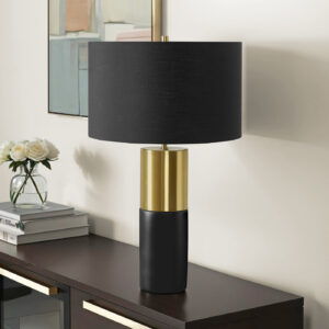 Lighting, 25"H, Table Lamp, Black Concrete, Black Shade, Contemporary