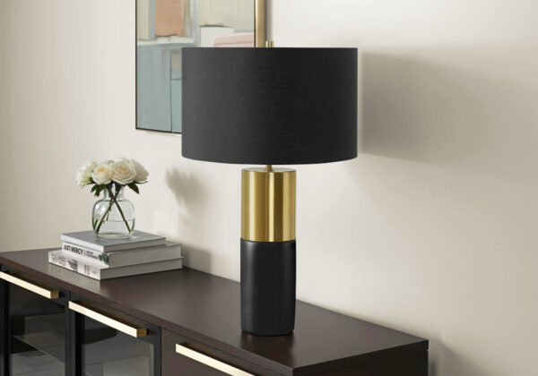 Lighting, 25″H, Table Lamp, Black Concrete, Black Shade, Contemporary