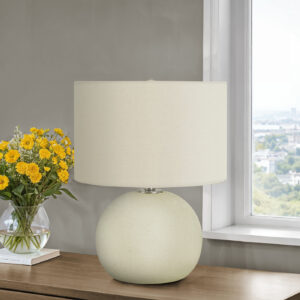 Lighting, 18"H, Table Lamp, Ivory / Cream Shade, Cream Ceramic, Contemporary