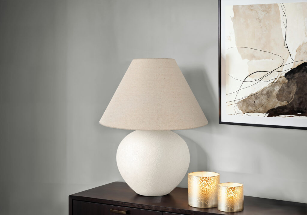 Lighting, 16″H, Table Lamp, Cream Shade, Cream Ceramic, Contemporary