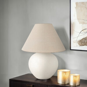 Lighting, 16"H, Table Lamp, Cream Shade, Cream Ceramic, Contemporary